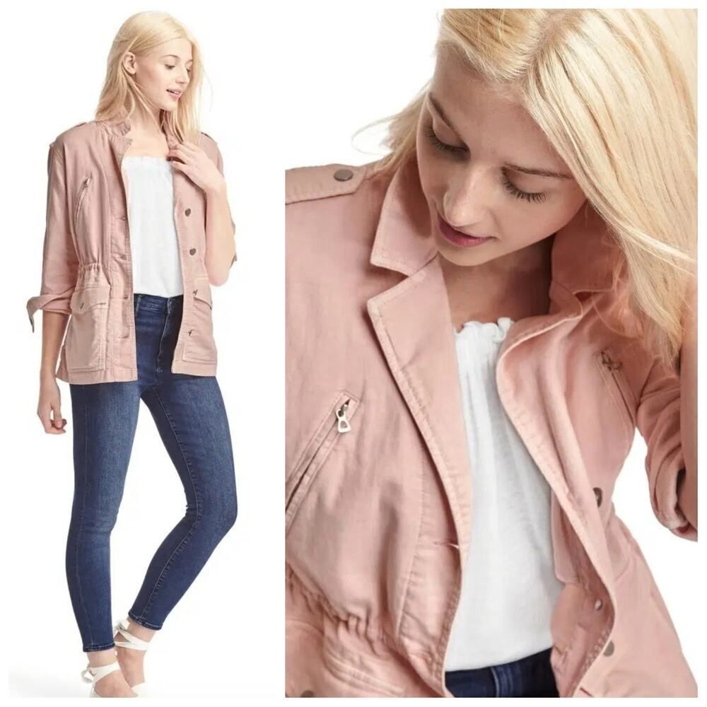 GAP pale pink tencel utility jacket sz S